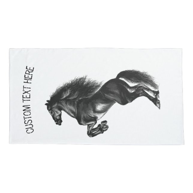 Upright Horses Pillow Case with Custom Text (Back)