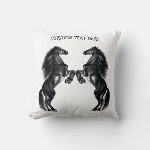 Upright Horses Throw Pillow Custom Text and Colors