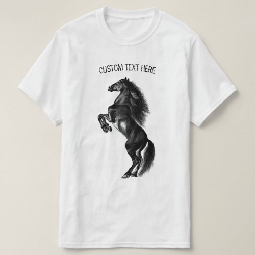 Upright Mustang Horse T_Shirt with Custom Text