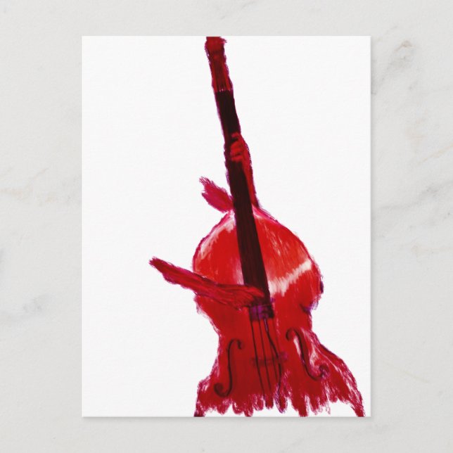Upright orchestra bass image red version postcard (Front)