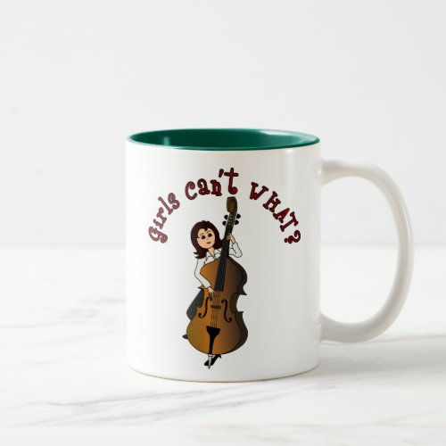 Upright String Double Bass Girl Two_Tone Coffee Mug