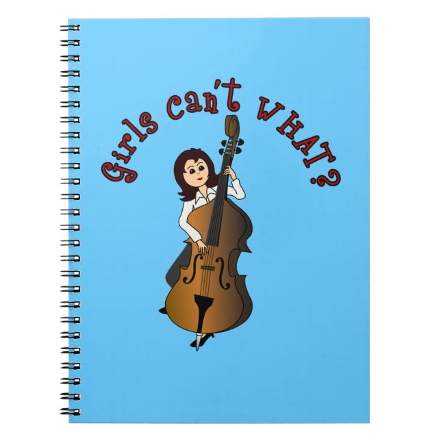 Upright String Double Bass Player Girl Notebook (Front)