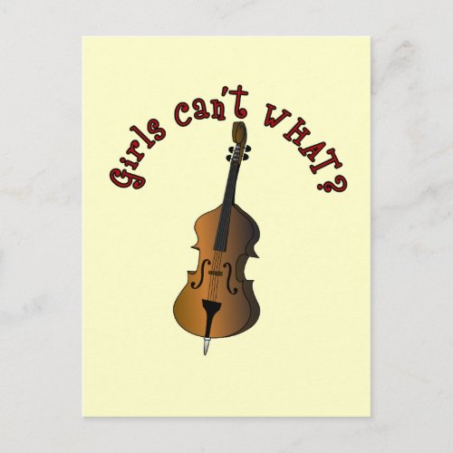 Upright String Double Bass Player Postcard