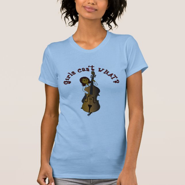 Upright String Double Bass Player Woman T-Shirt (Front)