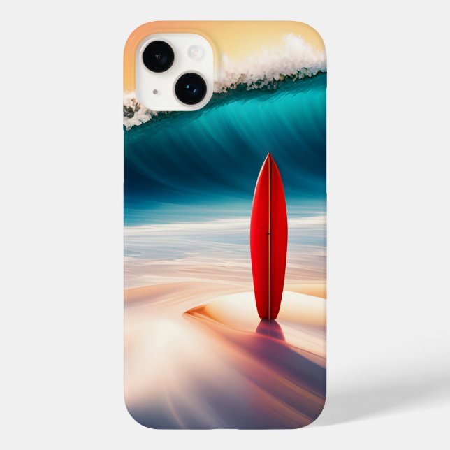 Upright Surfboard In Sand Case-Mate iPhone Case (Back)
