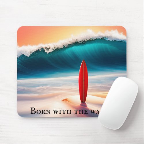 Upright Surfboard With Quote Mouse Pad
