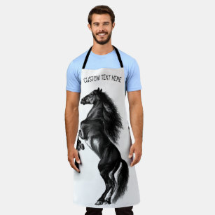 Upright Wild Horse Apron with Custom Text Name