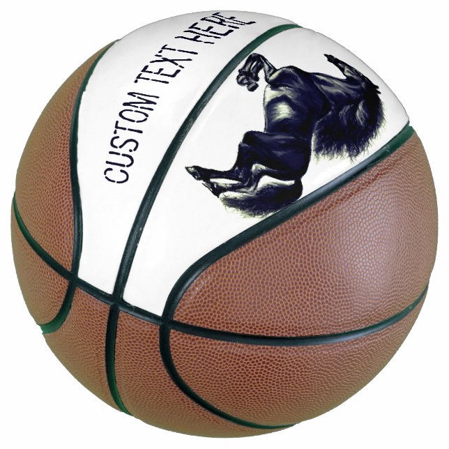 Upright Wild Horse Basketball with Custom Text (Angled)