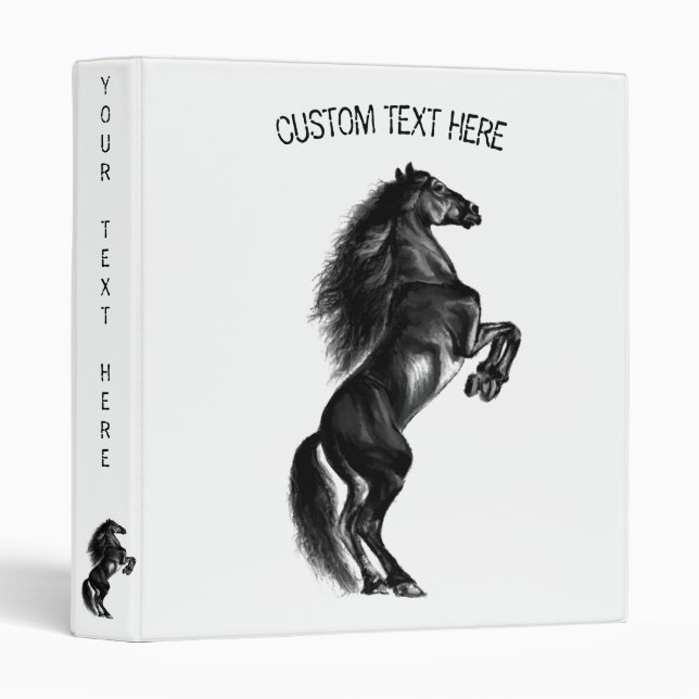 Upright Wild Horse Custom Text Binder (Front/Spine)