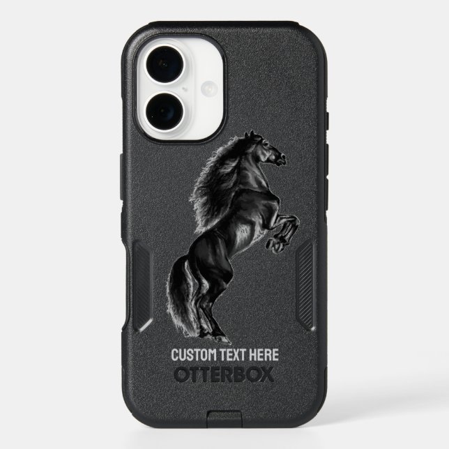Upright Wild Horse iPhone Case with Custom Text (Back)