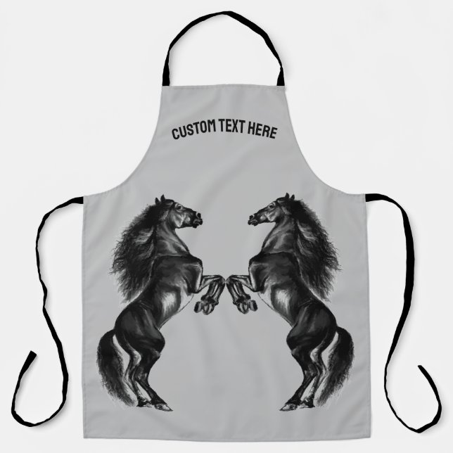 Upright Wild Horses Apron Custom Text Your Name (Front)