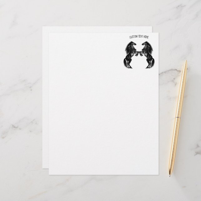 Upright Wild Horses Letterhead with Custom Text (Front/Back In Situ)