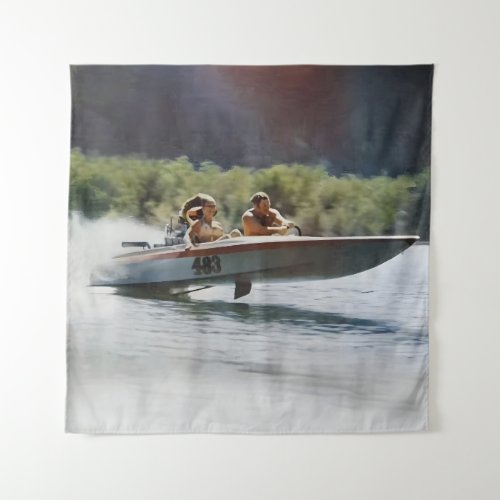 Ups and Downs Flat Bottom Boat Tapestry