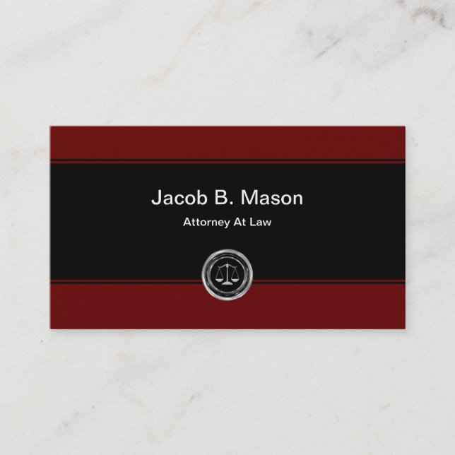 Upscale Attorney Law Office Business Cards (Front)