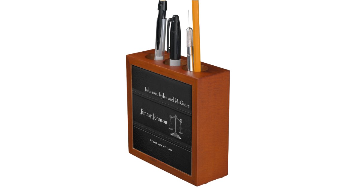 Upscale Black Leather Lawyer Desk Organizer Zazzle