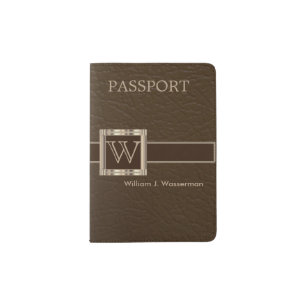 Upscale Chocolate Leather   Monogram Passport Holder