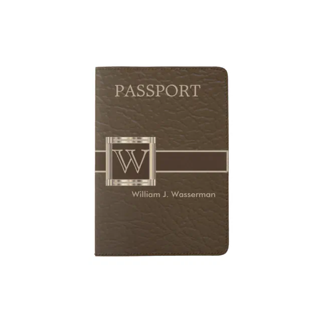 Upscale Chocolate Leather Monogram Passport Holder Zazzle