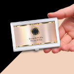 Upscale Classy Notary Public Business Card Holder<br><div class="desc">Elegant and classy Notary Public business card case designed in digitally printed rose gold background art with notary emblem you can leave in place or replace designed to hold your business cards and protect them in style for Notary service,  document prep service,  or Certifier.</div>