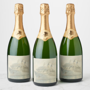 Upscale Cruise Destination Wedding Custom Sparkling Wine Label