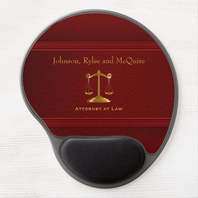 Upscale Deep Red Leather - Law Gel Mouse Pad (Front)