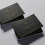 Upscale faux black leather gold frame lawyer business card