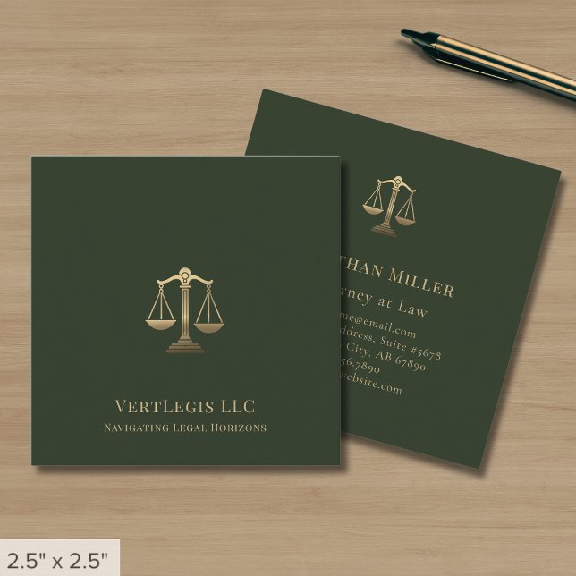 Upscale Gold Scales of Justice Square Business Card (Creator Uploaded)