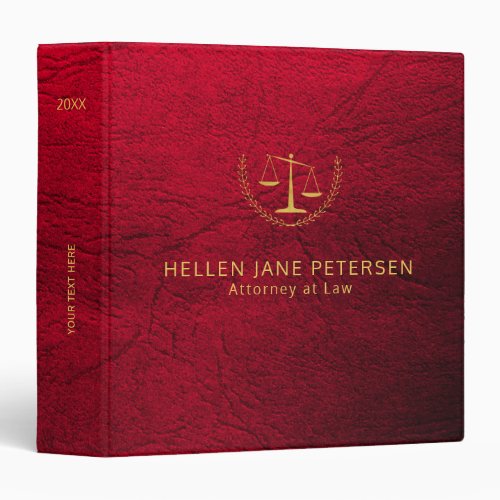 Upscale lawyer office red leather look and gold binder