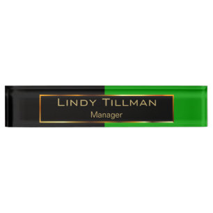 Upscale Lime Green and Black Desk Name Plate