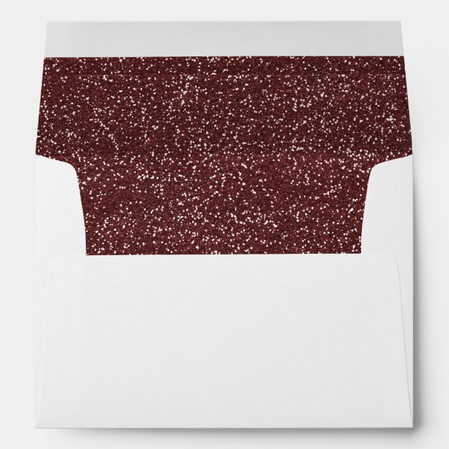 Upscale Marsala Glitter Look Glam Style Wedding Envelope (Back (Bottom))