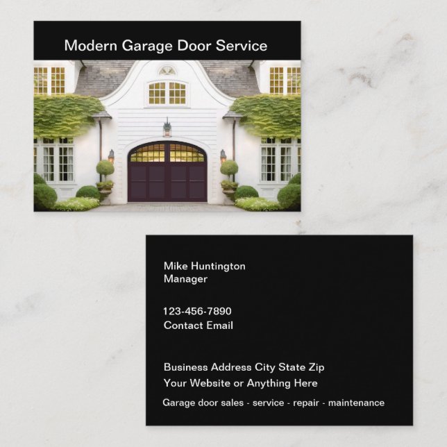 Upscale Modern Garage Door Services  Business Card (Front/Back)