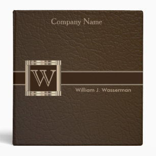 Upscale Monogram Chocolate Leather 3 Ring Binder