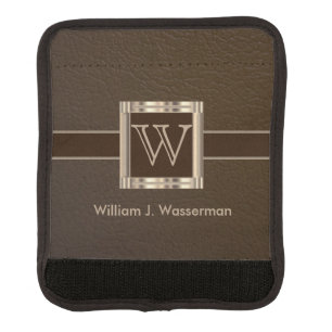 Upscale Monogram Chocolate Leather Luggage Handle Wrap