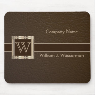 Upscale Monogram Chocolate Leather Mouse Pad