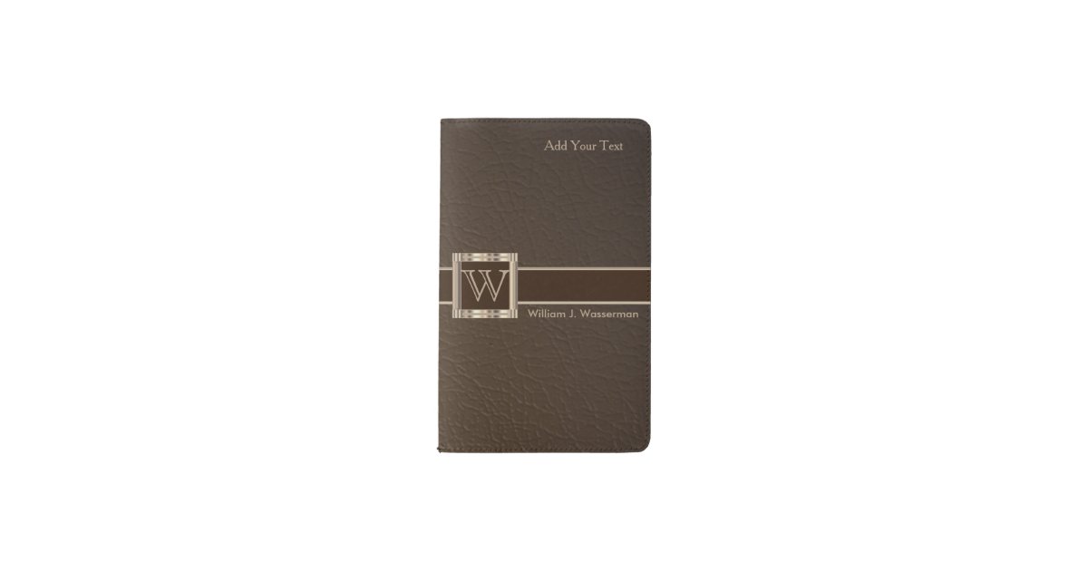 Upscale Monogram Chocolate Leather Pocket Moleskine Notebook Zazzle
