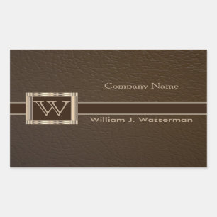 Upscale Monogram Chocolate Leather Rectangular Sticker