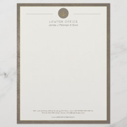 Upscale office beige leather look and gold lawyer letterhead
