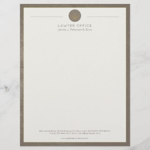 Upscale office beige leather look and gold lawyer letterhead