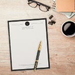 Upscale office black leather look and gold lawyer letterhead<br><div class="desc">Luxury attorney at law office simple elegant letterhead template with a faux gold scale of justice and laurels logo and custom script on an off white background with a solid black faux leather looking (PRINTED) frame. Personalize it with your information! Suitable for legal, notary, lawyer, attorney, advocate, legal advisers, any...</div>