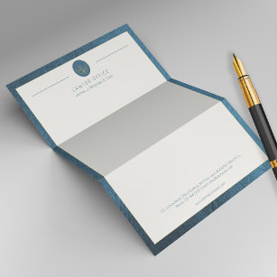 Upscale office blue leather look and gold lawyer letterhead
