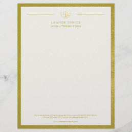Upscale office golden leather look and gold lawyer letterhead