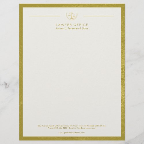 Upscale office golden leather look and gold lawyer letterhead