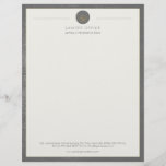 Upscale office grey leather look and gold lawyer letterhead<br><div class="desc">Luxury attorney at law office simple elegant letterhead template with a faux gold scale of justice and laurels logo and custom script on an off white background with a solid dark gray faux leather looking (PRINTED) frame. Personalize it with your information! Suitable for legal, notary, lawyer, attorney, advocate, legal advisers,...</div>
