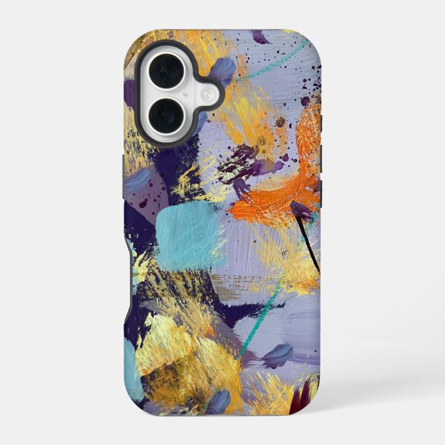 Upscale purple, gold, and blue abstract art iPhone case (Back)