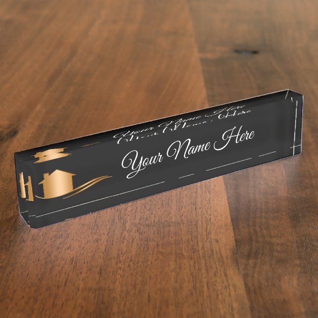 Upscale Real Estate Desk Accessory Desk Name Plate (Side)