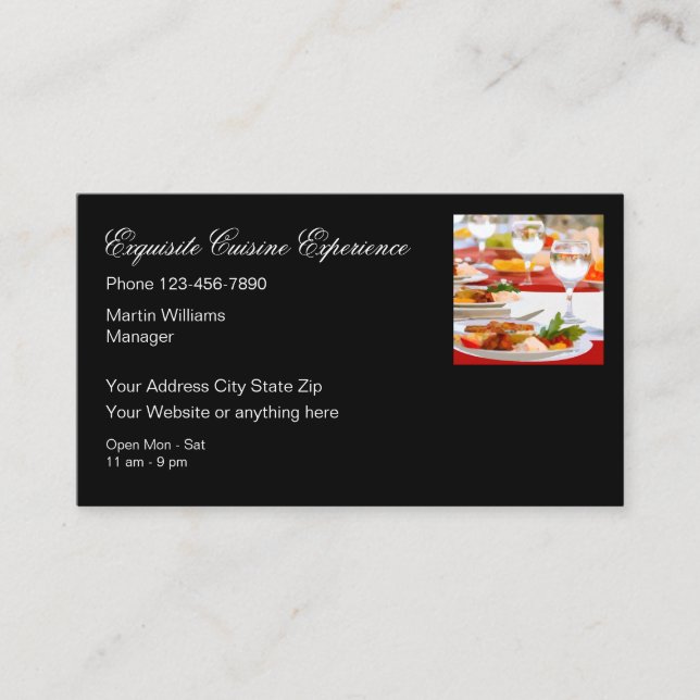 Upscale Restaurant Elegant Cuisine Business Card (Front)