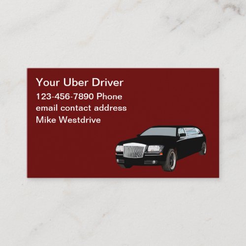 Upscale Rideshare Driver Car Service Business Card