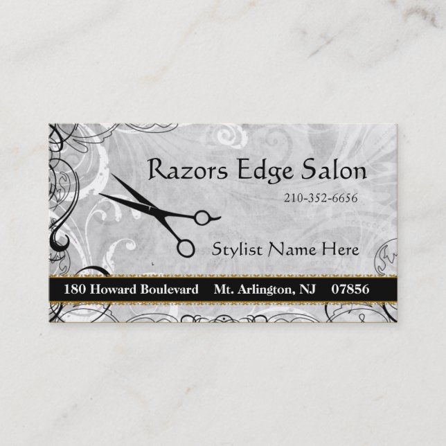 Upscale Salon Flourishes Appointment Business Card (Front)