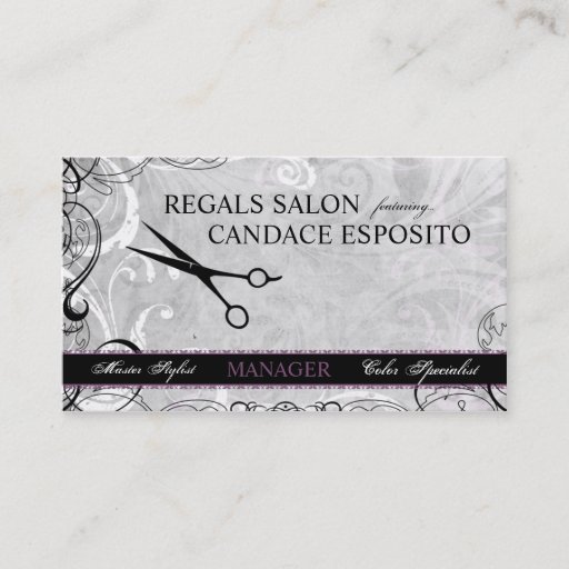Customizable Upscale Swirls and Fluers Salon Business Card