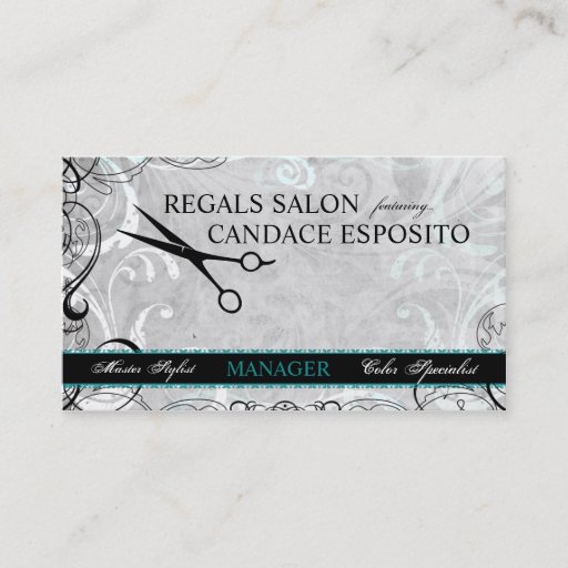 Customizable Upscale Swirls and Fluers Salon Business Card