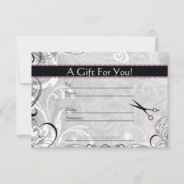 Upscale Swirls and Fluers Salon Gift Card (Front)